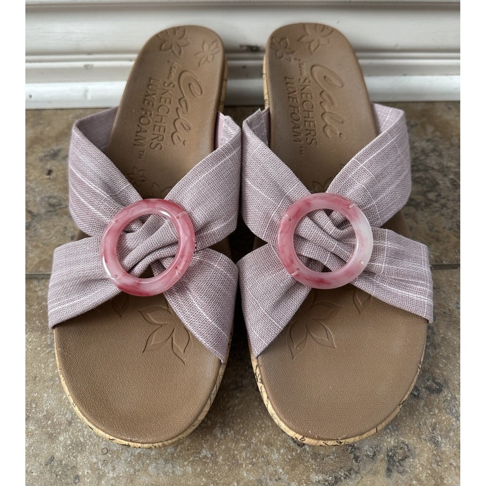 SKECHERS CALI LUX FOAM WOMENS 119327 CORK SLIDE SANDALS SPRING SUMMER SHOES- 9.5 - Picture 3 of 8